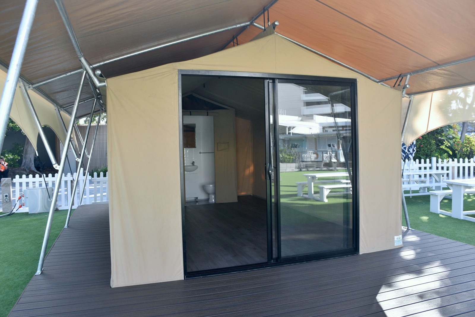 Eco Tent with Sliding Door Installation